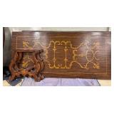 Vintage Wooden Table with Gold Scrollwork Design