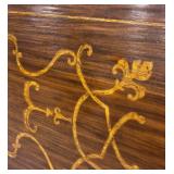 Vintage Wooden Table with Gold Scrollwork Design