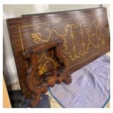 Vintage Wooden Table with Gold Scrollwork Design