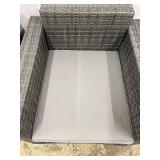 Safavieh Outdoor Wicker Armchairs - Pair Cushioned Patio Seating