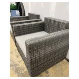 Safavieh Outdoor Wicker Armchairs - Pair Cushioned Patio Seating