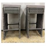 Safavieh Outdoor Woven Ottomans Cushioned Square Stools (Lot of 2)
