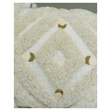 Cream Throw Pillows 10 x 19 Inches - Pair with Diamond Pattern & Tassels