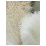 Beige Faux Fur Pillow 20 x 20 in & White Faux Fur Round Pillow 14 in Diameter (Lot of 2)