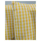 Yellow & White Checkered Throw Pillows 18 in x 18 in (Lot of 4)
