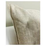 Throw Pillows - 20x20 in Beige Textured Knit & Gray Chevron (Lot of 2)