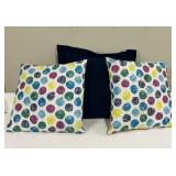 Polka Dot Accent Pillows 20x20 Set of 2 & Blue & White Pillow 24x24 (Lot of 3)