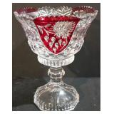 LL- Vintage Anna Hütte Bleikristall Ruby Red and Clear Crystal Candy Dish / Compote.