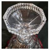 LL- Vintage Anna Hütte Bleikristall Ruby Red and Clear Crystal Candy Dish / Compote.