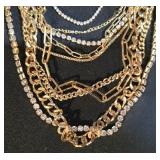 LL-ST - Gold-Tone Multi-Strand Crystal Necklace with 2-Inch Floral Pendant, 22-Inch Length