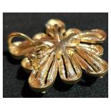 LL-ST - Gold-Tone Multi-Strand Crystal Necklace with 2-Inch Floral Pendant, 22-Inch Length