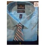 LL-ST - Stafford XL Dress Shirt & Tie Set - Regular Fit, Easy-Care Broadcloth, 55/45 Cotton/Poly