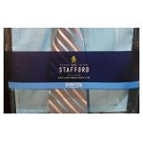 LL-ST - Stafford XL Dress Shirt & Tie Set - Regular Fit, Easy-Care Broadcloth, 55/45 Cotton/Poly