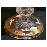 LL-ST - BoheMax Czech Lead Crystal Pedestal Candy Dish With Lid, Matching Footed Dishes & Tray