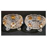 LL-ST - BoheMax Czech Lead Crystal Pedestal Candy Dish With Lid, Matching Footed Dishes & Tray