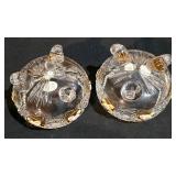 LL-ST - BoheMax Czech Lead Crystal Pedestal Candy Dish With Lid, Matching Footed Dishes & Tray