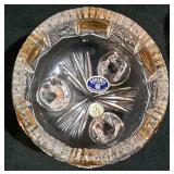 LL-ST - BoheMax Czech Lead Crystal Pedestal Candy Dish With Lid, Matching Footed Dishes & Tray