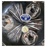 LL-ST - BoheMax Czech Lead Crystal Pedestal Candy Dish With Lid, Matching Footed Dishes & Tray