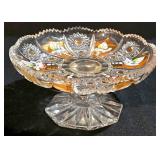 LL-ST - BoheMax Czech Lead Crystal Pedestal Candy Dish With Lid, Matching Footed Dishes & Tray