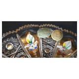 LL-ST - BoheMax Czech Lead Crystal Pedestal Candy Dish With Lid, Matching Footed Dishes & Tray