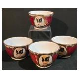 LL-ST - 4-Piece Vintage Persian Shah Qajar Portrait Teacups Set