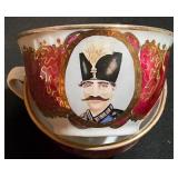 LL-ST - 4-Piece Vintage Persian Shah Qajar Portrait Teacups Set