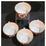 LL-ST - 4-Piece Vintage Persian Shah Qajar Portrait Teacups Set