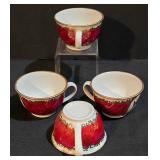 LL-ST - 4-Piece Vintage Persian Shah Qajar Portrait Teacups Set