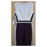LL-ST - Calvin Klein Petite Color-Block Dress - White, Black & Purple - Size 12P