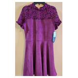LL-ST - Ava & Yelly Burgundy Lace Dress - Size 16