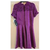 LL-ST - Ava & Yelly Burgundy Lace Dress - Size 16