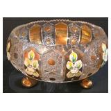 LL-ST - Vintage Bohemian Czech Republic Sawtooth Rim Crystal Bowl and Crystal Basket