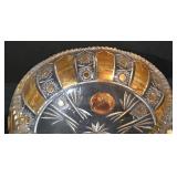 LL-ST - Vintage Bohemian Czech Republic Sawtooth Rim Crystal Bowl and Crystal Basket