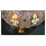 LL-ST - Vintage Bohemian Czech Republic Sawtooth Rim Crystal Bowl and Crystal Basket