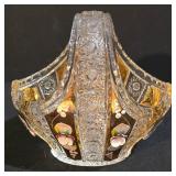 LL-ST - Vintage Bohemian Czech Republic Sawtooth Rim Crystal Bowl and Crystal Basket