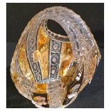 LL-ST - Vintage Bohemian Czech Republic Sawtooth Rim Crystal Bowl and Crystal Basket