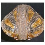 LL-ST - Vintage Bohemian Czech Republic Sawtooth Rim Crystal Bowl and Crystal Basket