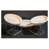 LL-ST - Three Oval Ceramic Serving Dishes on Metal Serving Rack
