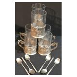 LL-ST - Podstakannik Russian Tea Glasses with Pewter Holders - Set of 6