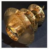 LL-ST - Three-Tier Brass Centerpiece Stand with Mother-of-Pearl Inlay - 12 in Tall