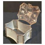 LL-ST - Vanity Accessories Set - Oval Mirrored Tray, Jewel Box, Hair Clip, Eiffel Scissors (Lot of 4)