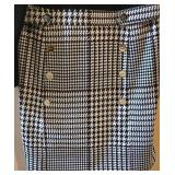 LL-ST - DKNY Dress - Black Bodice with Black & White Houndstooth Skirt, Size 14