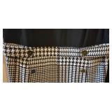 LL-ST - DKNY Dress - Black Bodice with Black & White Houndstooth Skirt, Size 14