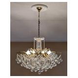 ML - Crystal Chandelier Fixture - Crystal Drops & Gold-Tone Arms