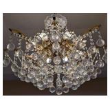 ML - Crystal Chandelier Fixture - Crystal Drops & Gold-Tone Arms