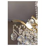ML - Crystal Chandelier Fixture - Crystal Drops & Gold-Tone Arms
