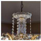 ML - Crystal Chandelier Fixture - Crystal Drops & Gold-Tone Arms