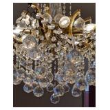 ML - Crystal Chandelier Fixture - Crystal Drops & Gold-Tone Arms