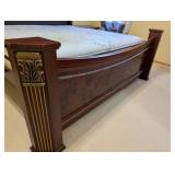 MB - King Bed Power Adjustable Frame with Duo Remotes and Pair of Nightstands - Cherry Grain, Ornate Headboard
