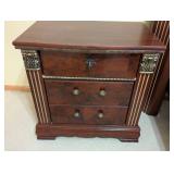 MB - King Bed Power Adjustable Frame with Duo Remotes and Pair of Nightstands - Cherry Grain, Ornate Headboard